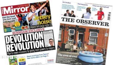 The headline on the front page of the Sunday Mirror reads: "Devolution revolution."