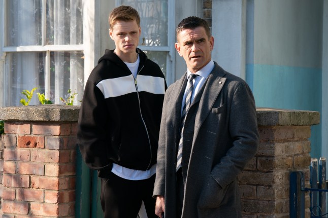 Jack and Oscar Branning in the Square in EastEnders