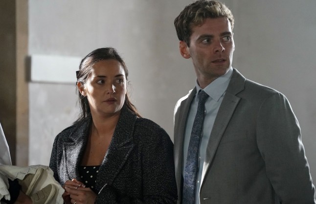 Lauren and Peter Bale at the altar in EastEnders