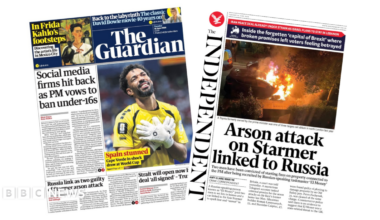 The headline on the front page of the Guardian reads: “Social media firms hit back as PM vows to ban under-16s”.