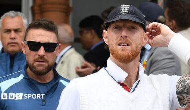 Brendon McCullum and Ben Stokes after the first Test between England and New Zealand