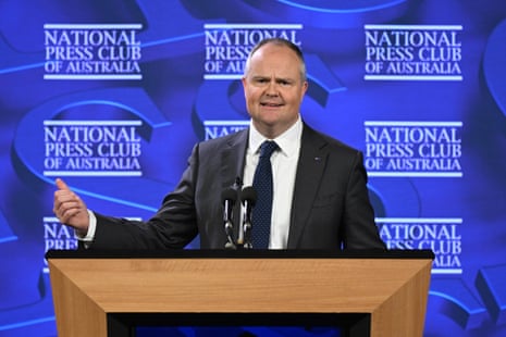 Shadow foreign affairs minister Ted O’Brien addresses the National Press Club in Canberra.