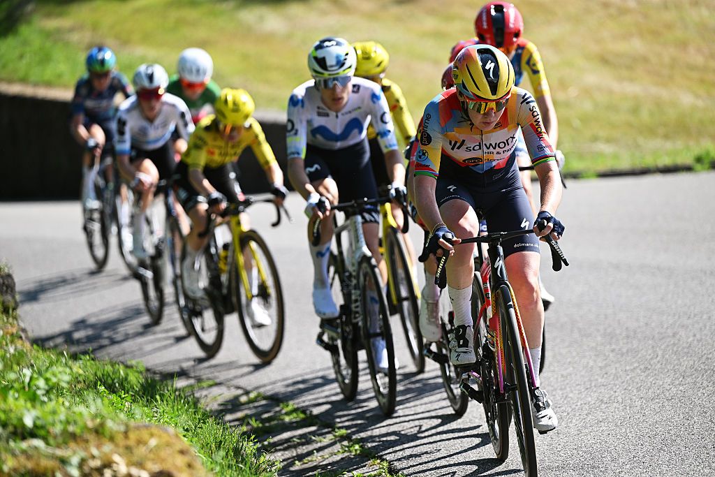 BUJA, ITALY - JUNE 01: Anna van der Breggen of Netherlands and Team SD Worx - Protime competes in the breakaway during the 37th Giro d&amp;apos;Italia Women 2026, Stage 3 a 156km stage from Bibione to Buja / #UCIWWT / on June 01, 2026 in Buja, Italy. (Photo by Luc Claessen/Getty Images)