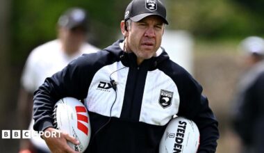 New Zealand assistant coach Nathan Cayless during a training session