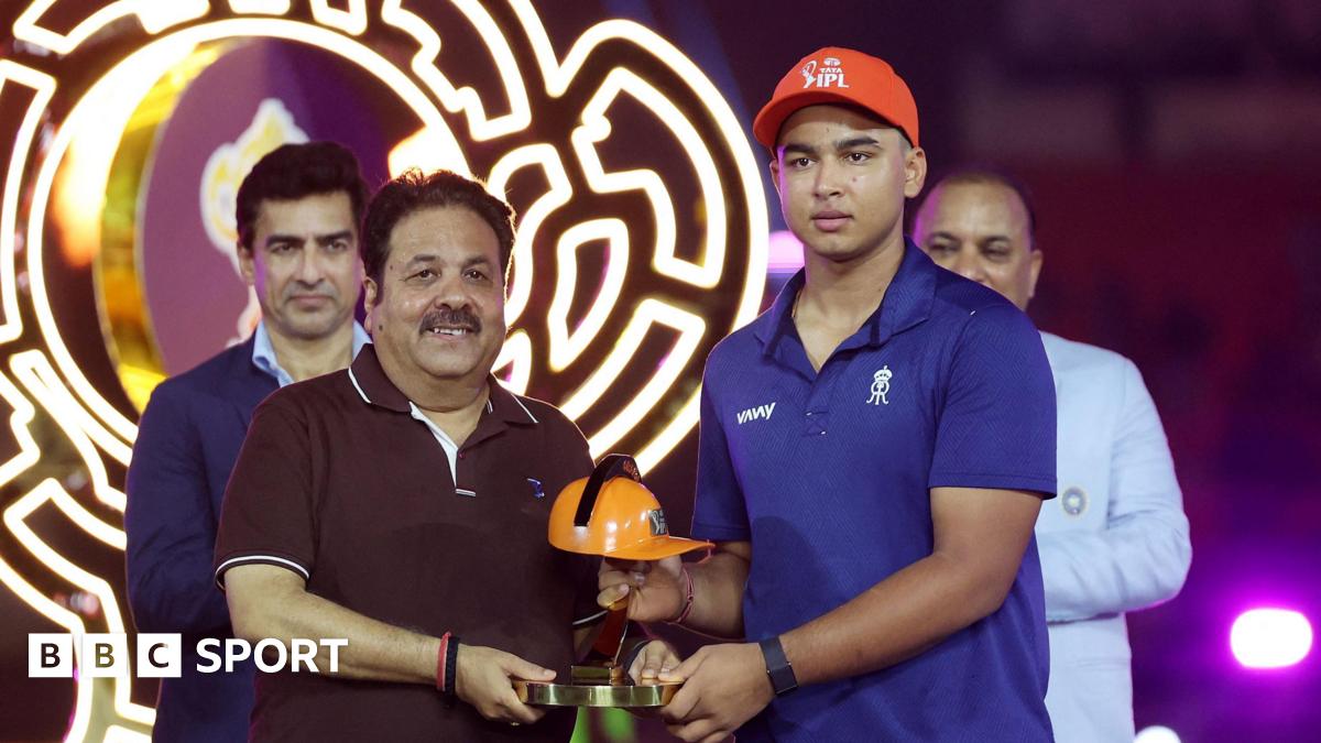 Vaibhav Sooryavanshi is handed the Orange Cap during the IPL final