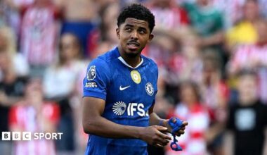 Wesley Fofana walks off the pitch after being sent off at Sunderland