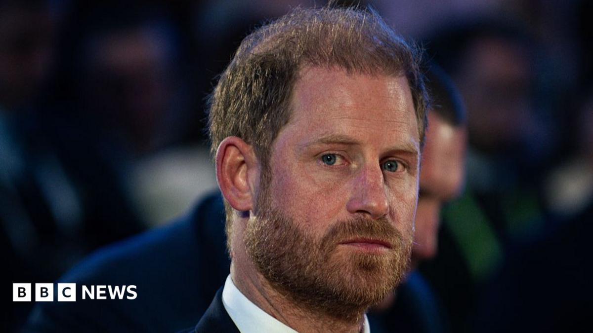 Prince Harry, Duke of Sussex, delivers a speech during the Kyiv Security Forum on 23 April 2026 in Kyiv, Ukraine.