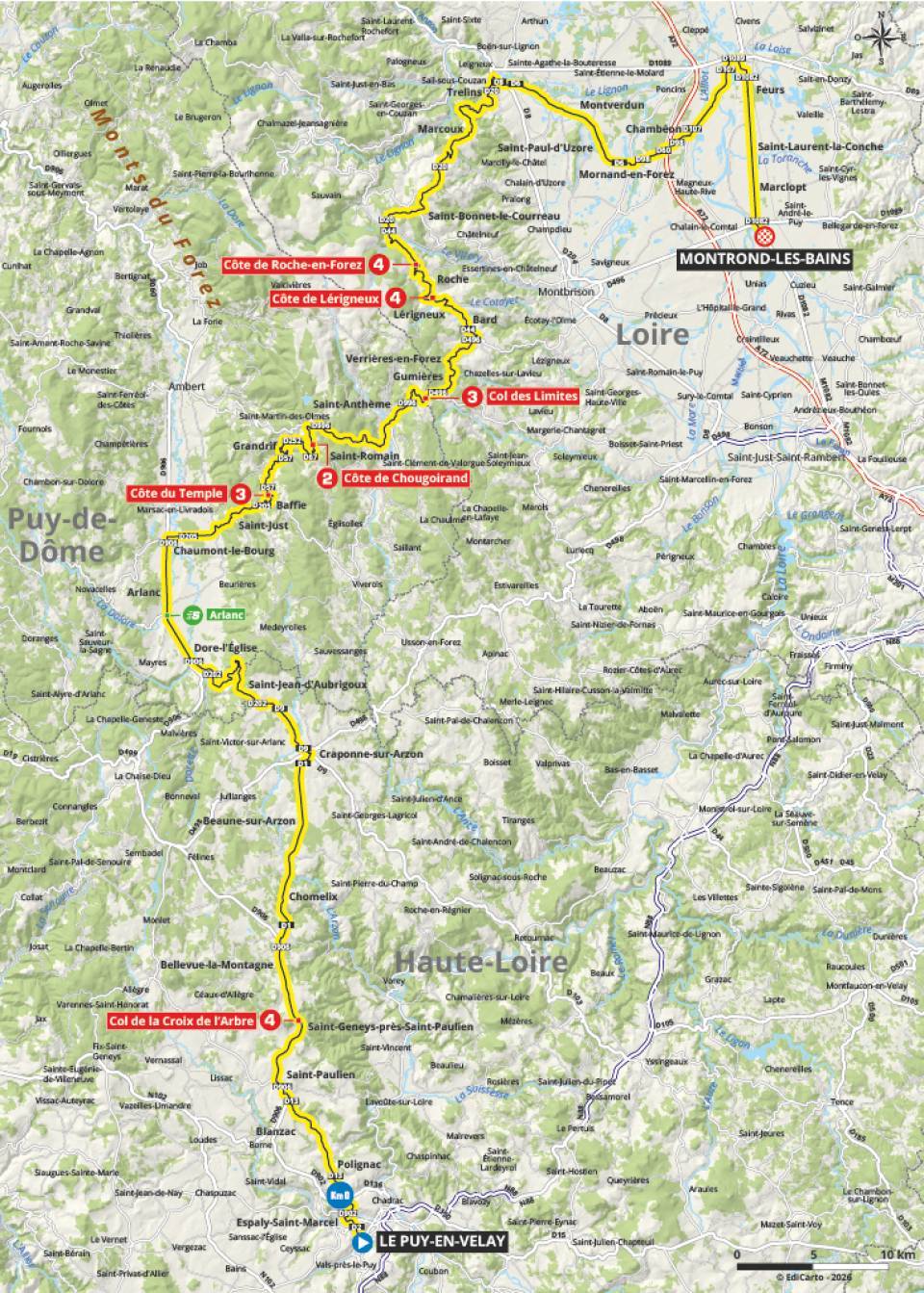 The map of stage 4 at the Tour Auvergne-Rh&ocirc;ne-Alpes