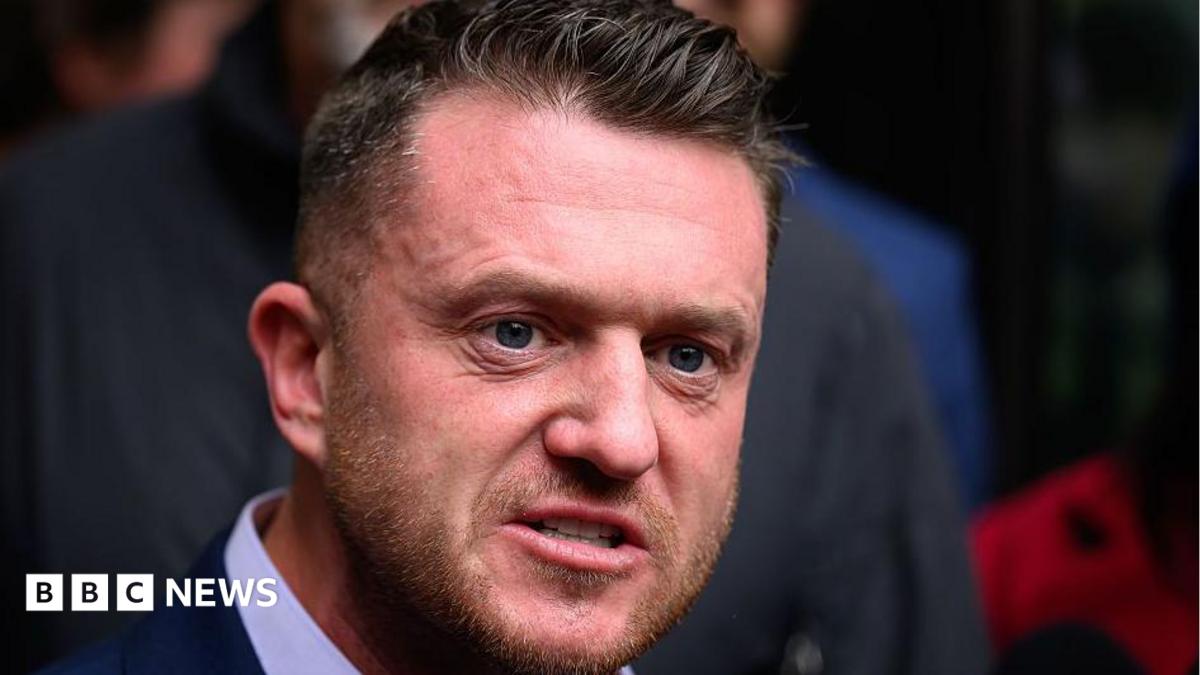 A headshot of Tommy Robinson - a white man with short hair and a light coloured beard.