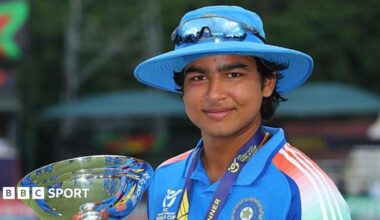 Vaibhav Sooryavanshi with the Under-19 World Cup trophy