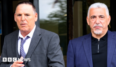 Two images side by side of the company directors, both in suits