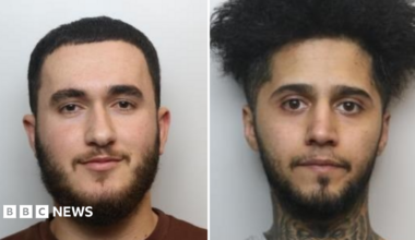 Two mugshots of Muhamadi and Harwe.
