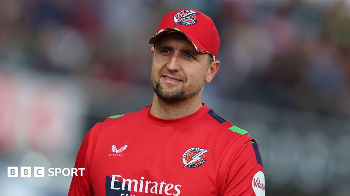 Liam Livingstone, on one knee, hits another boundary for Lancashire against Glamorgan on Sunday.