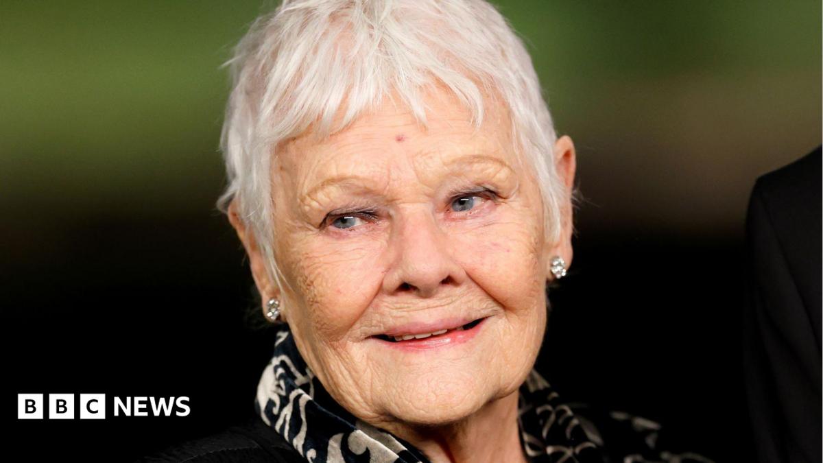 Dame Judi Dench, an ageing women with short, white hair