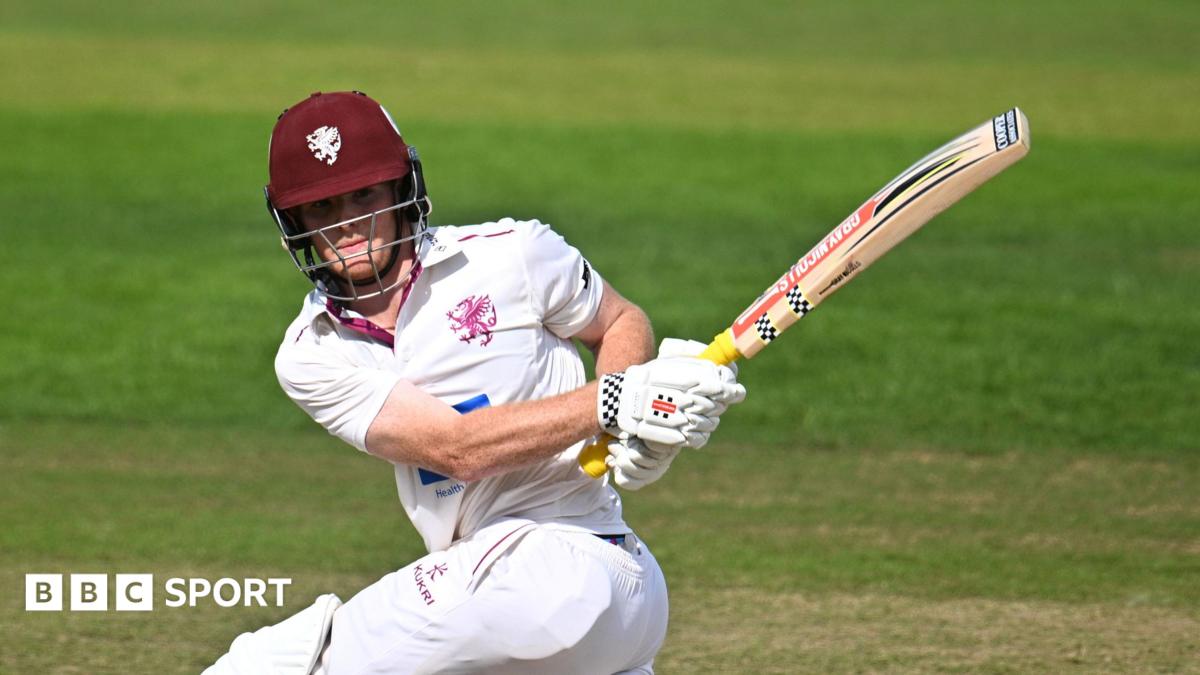 Thomas Rew plays a pull shot during his innings of 133