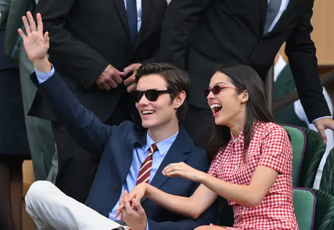 Louis Partridge and Olivia Rodrigo attend day three of the Wimbledon Tennis Championships 2025