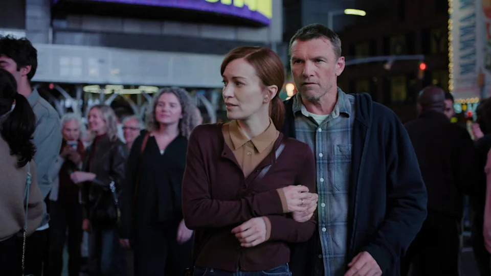 (L to R) Britt Lower as Rachel Mills and Sam Worthington as David Burroughs in 'I Will Find You'Courtesy of Netflix