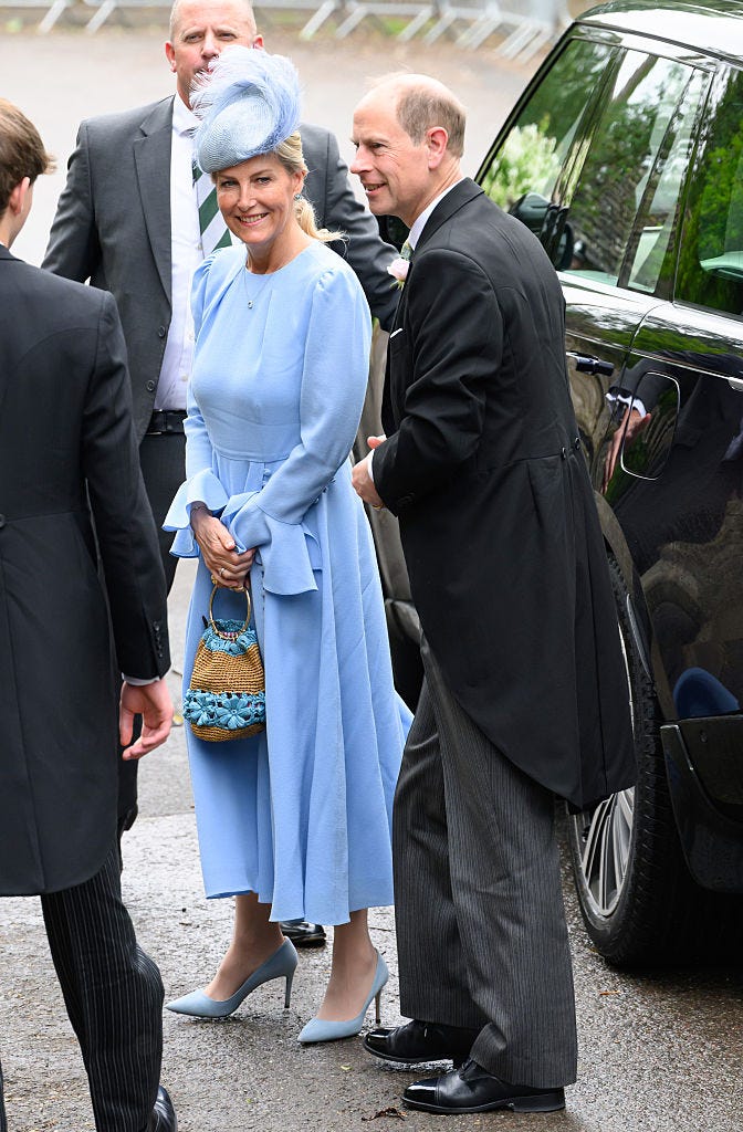 kemble, england june 06 sophie, duchess of edinburgh and prince edward, duke of edinburgh arrive for the royal wedding of peter phillips and harriet sperling at all saints church on june 06, 2026 in kemble, england photo by karwai tangwireimage