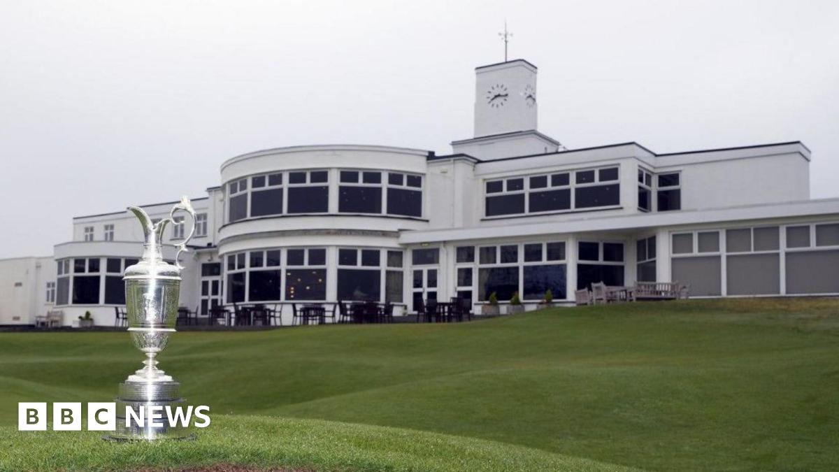 The Claret Jug on display on the grass in front of the club house during a media day for the 154th Open at Royal Birkdale, Southport.