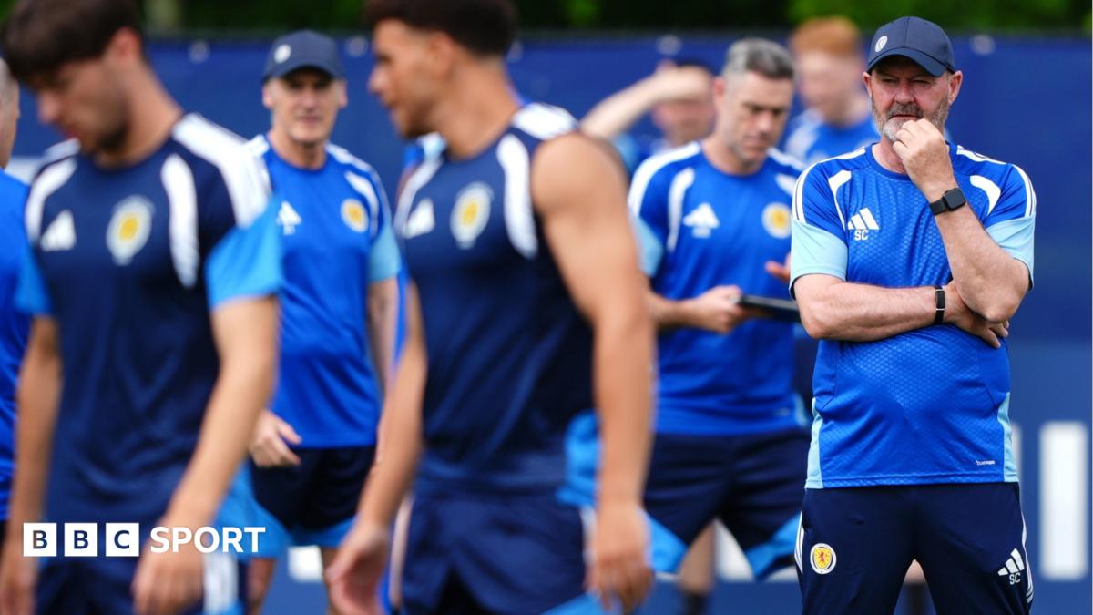 Scotland head coach Steve Clarke is thoughtful during training
