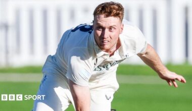 Joey Evison in action bowling for Kent