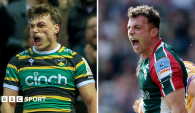 Split image of Northampton Saints' George Furbank (left) and Leicester Tigers' Adam Radwan
