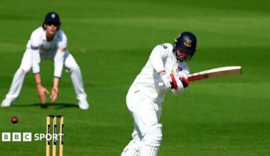 Sussex's Tom Haines turning a shot away into the leg side against Hampshire.