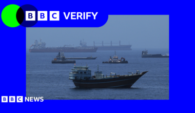 An image of ships in the Gulf of Oman with Verify branding