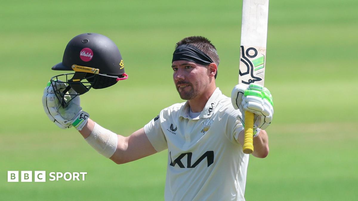 Rory Burns of Surrey celebrates his 100