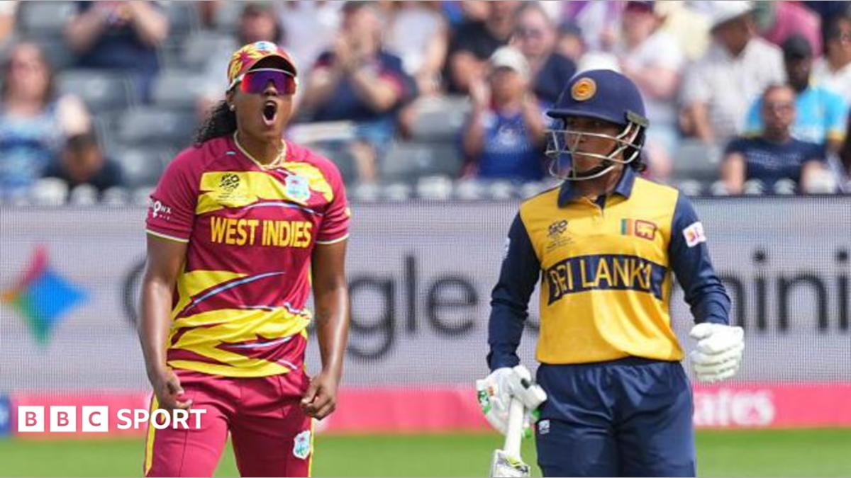 Hayley Matthews celebrates a wicket for West Indies v Sri Lanka