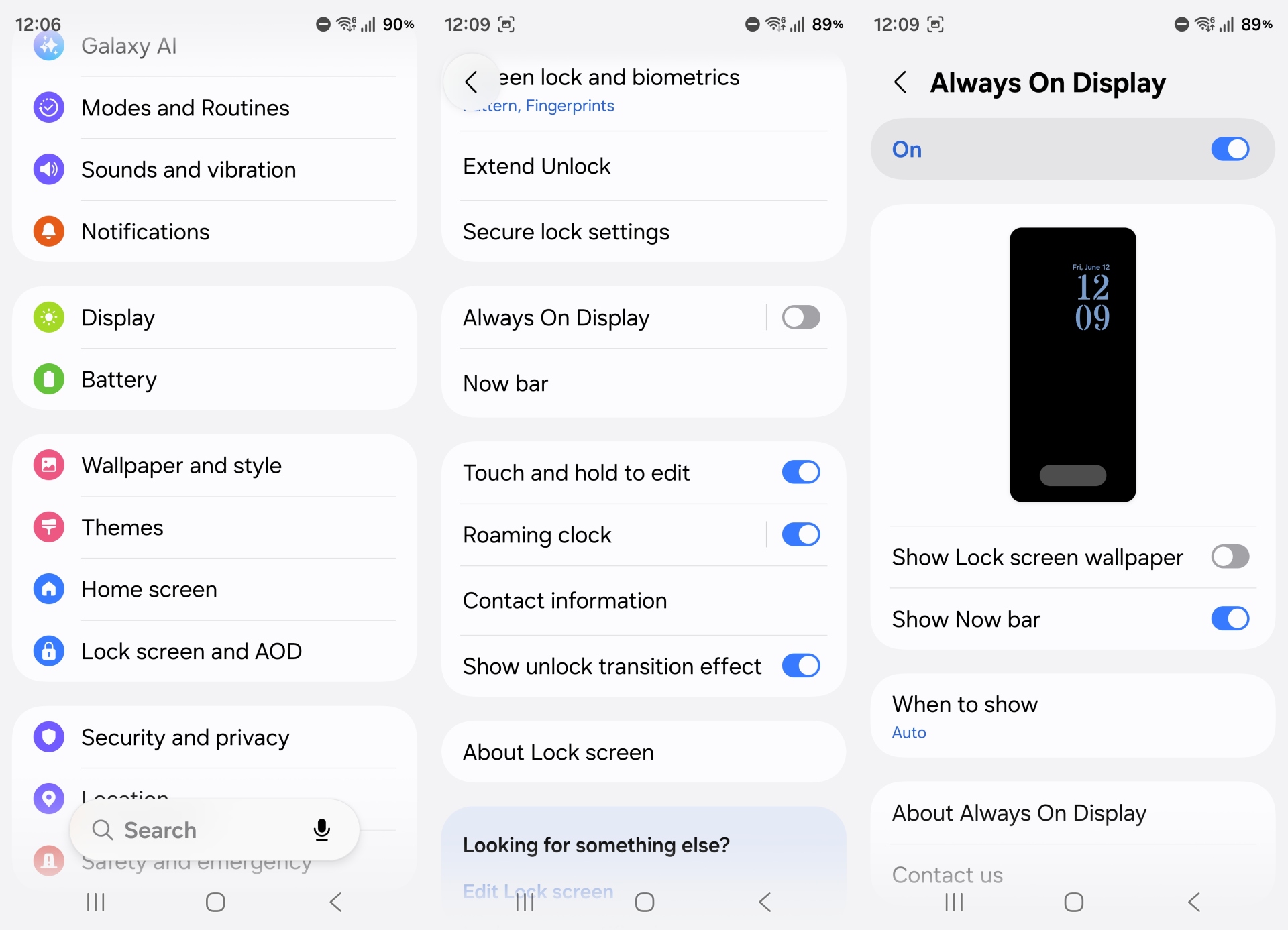 always on display settings