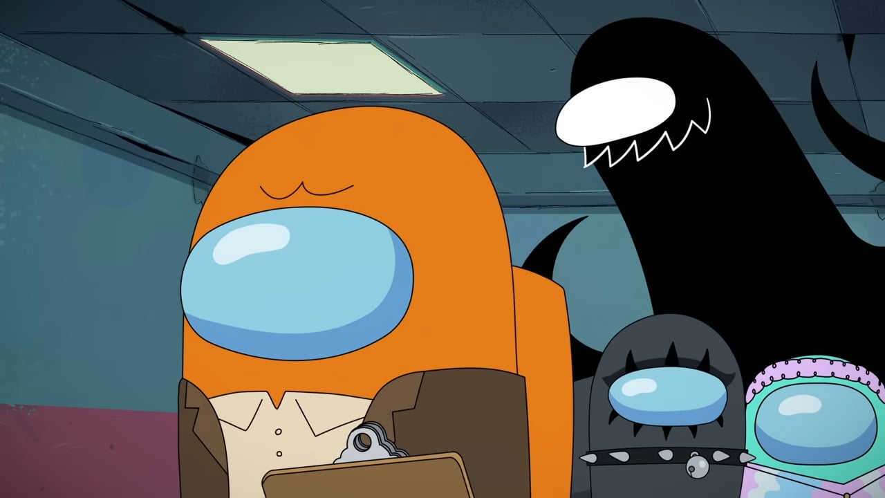 Among Us image of crewmates being snuck up on by an imposter.