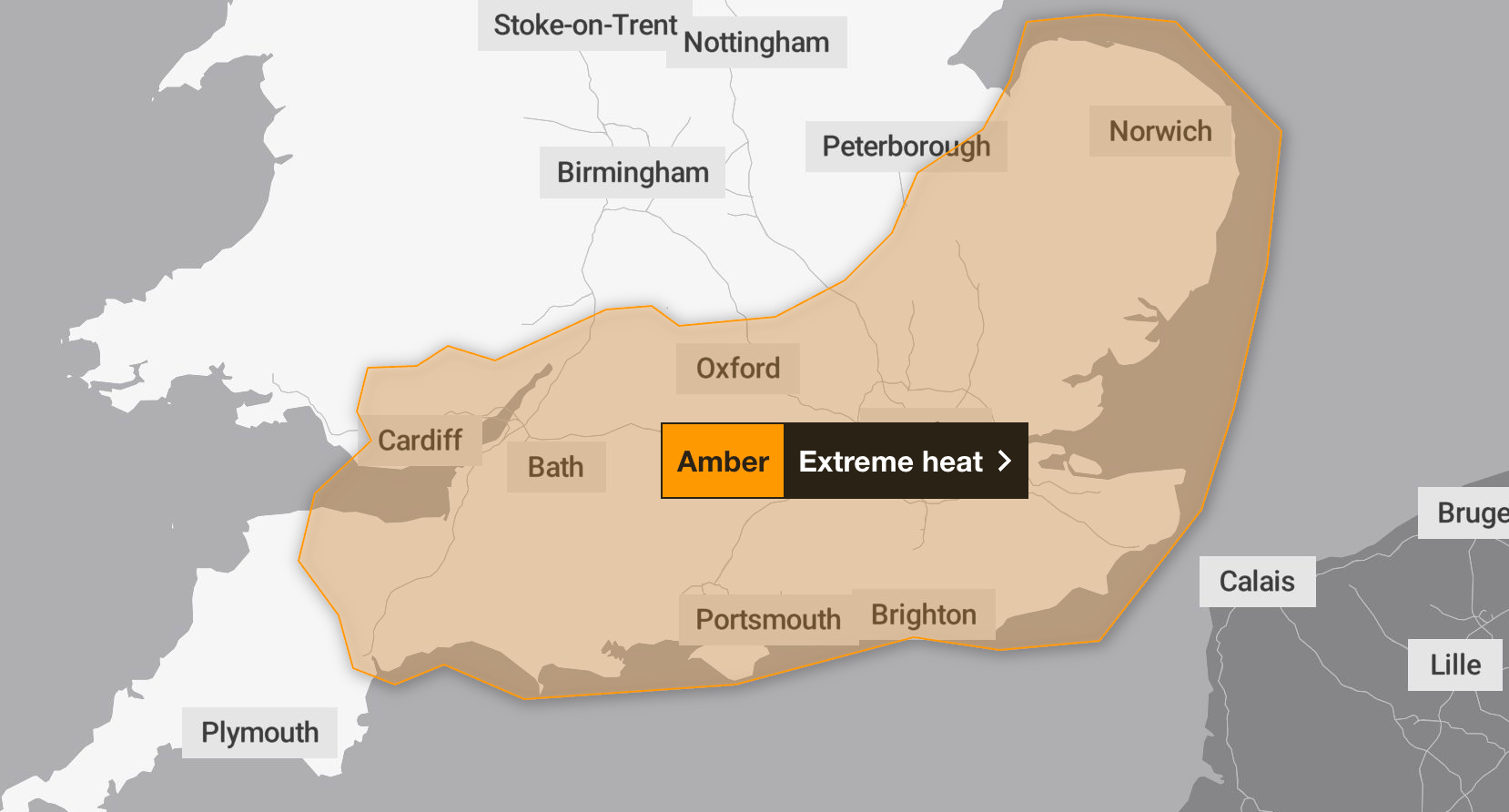 An extreme heat amber warning has been issued by the Met Office