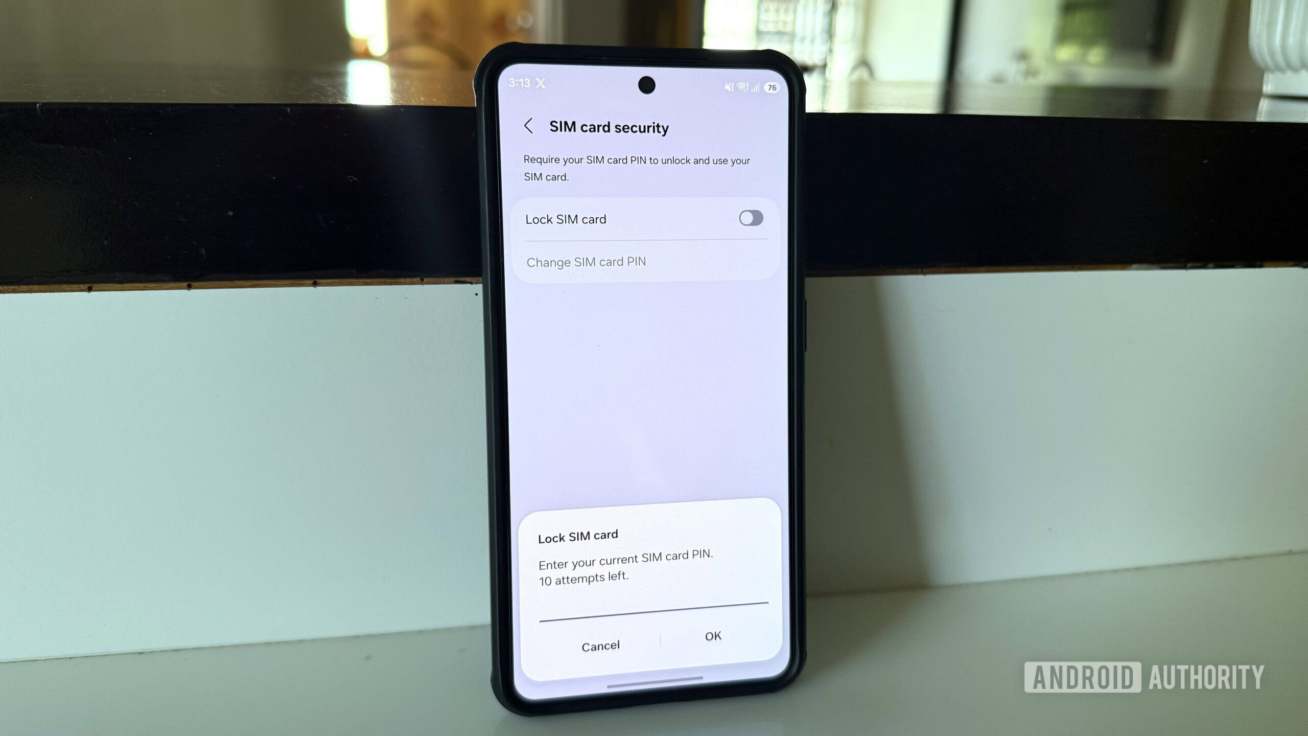 Android phone showing SIM lock settings menu Android phone showing SIM lock settings menu