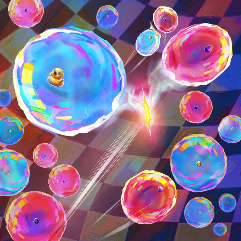 Artist’s Illustration of Ultracold Atomic Collisions in a Quantum Lattice