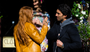 Blake Lively and Justin Baldoni filming 'It Ends With Us.'
