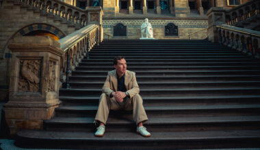 Benedict Cumberbatch on the steps at the Natural History Museum in London