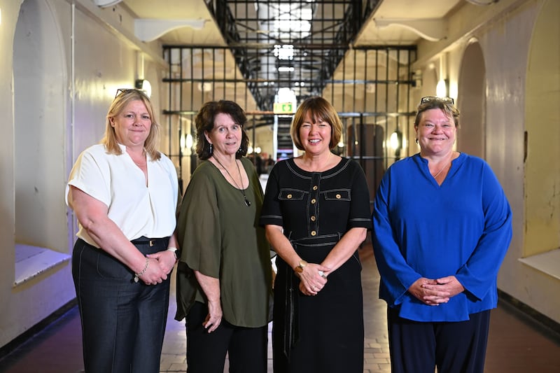 Pictured at the premier of the new short film, Bubble, which was shot in Maghaberry Prison, are Tracy Megrath, governor of Maghaberry Prison, Patricia Downey, director and writer of Bubble, Beverley Wall, director general of the NI Prison Service, and Claire Cogan, actor in Bubble. Picture Michael Cooper
