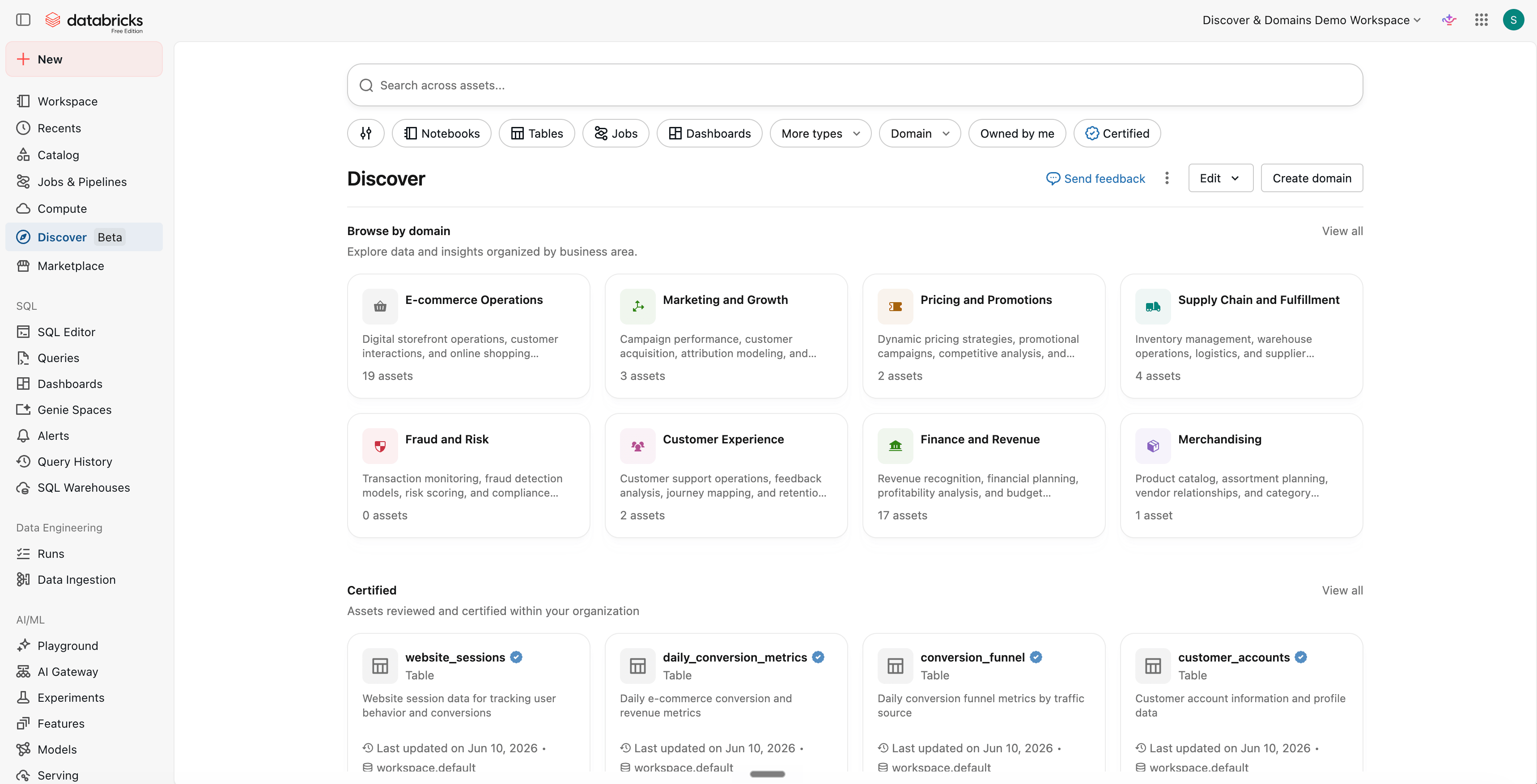 Domains: Business aligned organization of data and AI