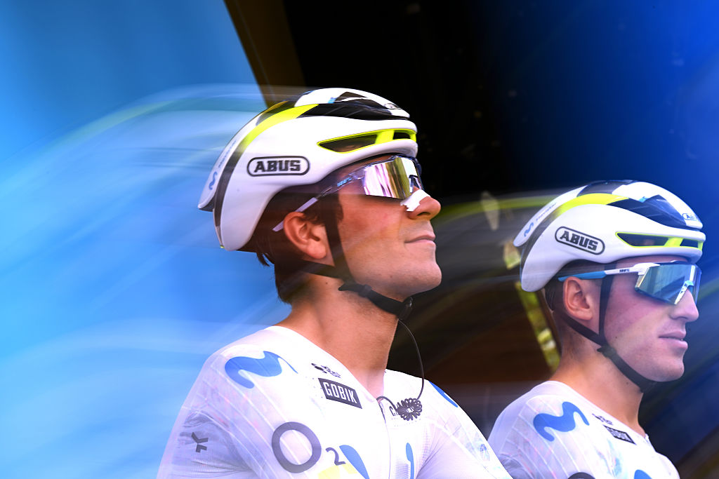 SAINT-CHAMOND, FRANCE - JUNE 11: Cian Uijtdebroeks of Belgium and Team Movistar prior to the 78th Tour Auvergne-Rhone-Alpes 2026, Stage 5 a 195.8km stage from Saint-Chamond to Parc des Oiseaux Villars-les-Dombes / #UCIWT / on June 11, 2026 in Saint-Chamond, France. (Photo by Dario Belingheri/Getty Images)