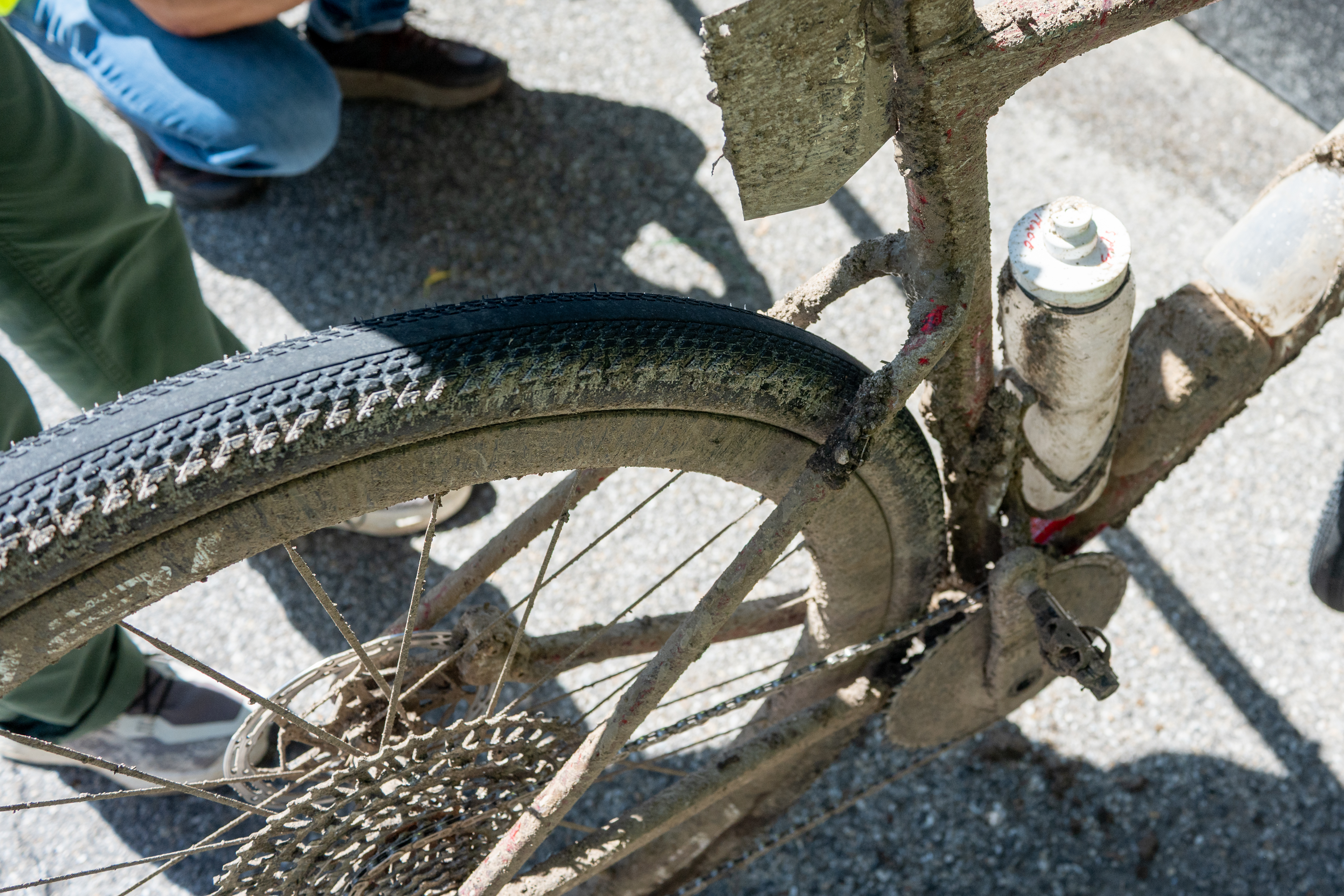 Photos of the bikes from the finish line of Unbound Gravel 2026