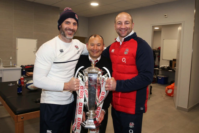Paul Gustard with Eddie Jones and Steve Borthwick