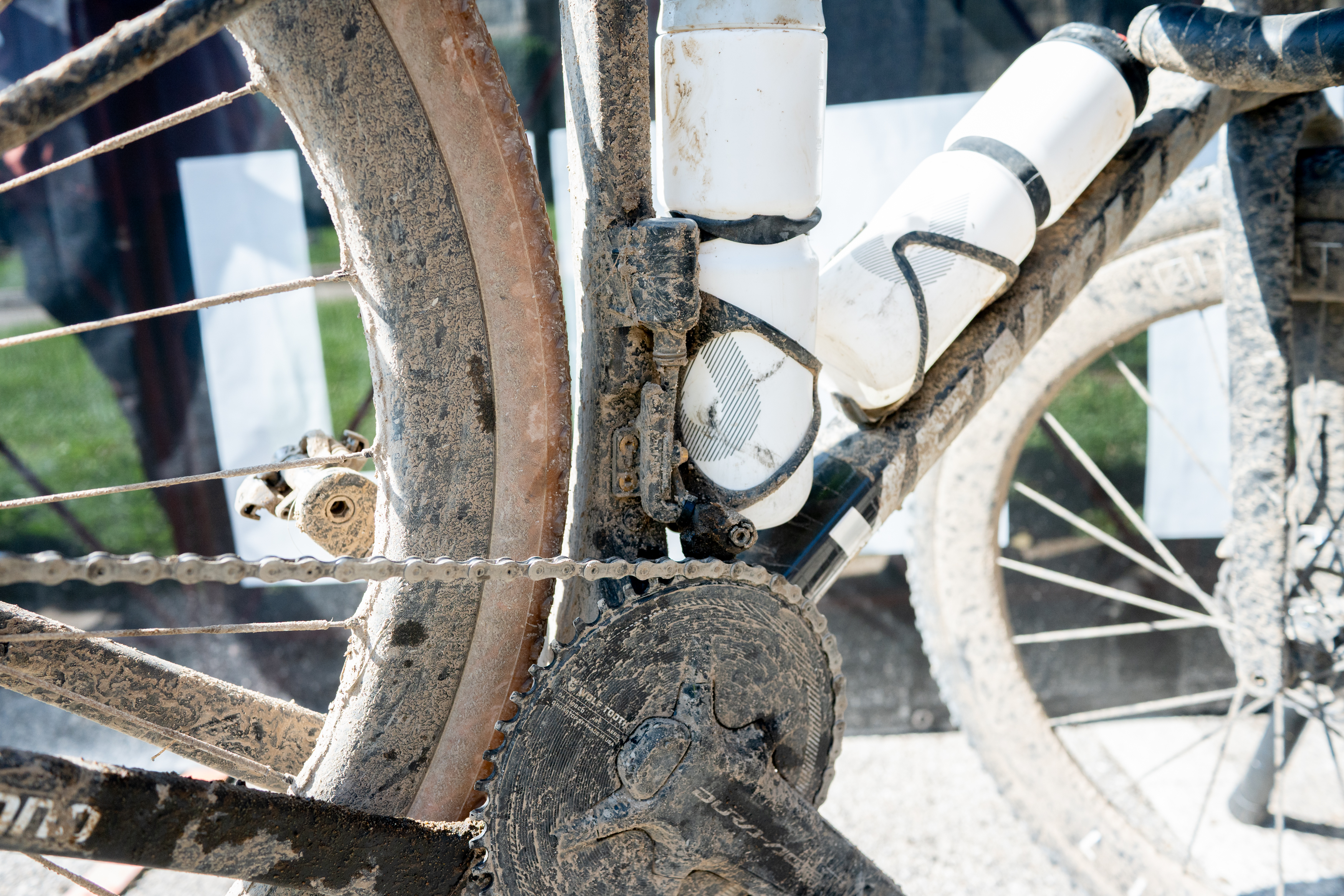 Photos of the bikes from the finish line of Unbound Gravel 2026