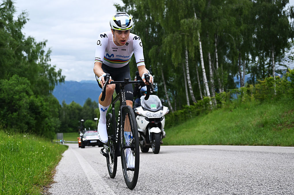 NEVEGAL, ITALY - JUNE 02: Marlen Reusser of Switzerland and Team Movistar competes during the 37th Giro d&amp;apos;Italia Women 2026, Stage 4 a 12.7km individual time trial stage from Belluno to Nevegal 1052m / #UCIWWT / on June 02, 2026 in Nevegal, Italy. (Photo by Luc Claessen/Getty Images)