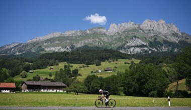 BAD RAGAZ, SWITZERLAND - JUNE 19: Juliette Berthet of France and Team FDJ United - SUEZ compete in the breakaway during the 10th Tour de Suisse Women 2026, Stage 3 a 120.8km stage from Bad Ragaz to Bad Ragaz / #UCIWWT / on June 19, 2026 in Bad Ragaz, Switzerland. (Photo by Tim de Waele/Getty Images)
