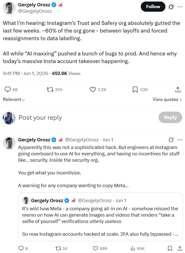 Gergely Orosz on Instagram hack