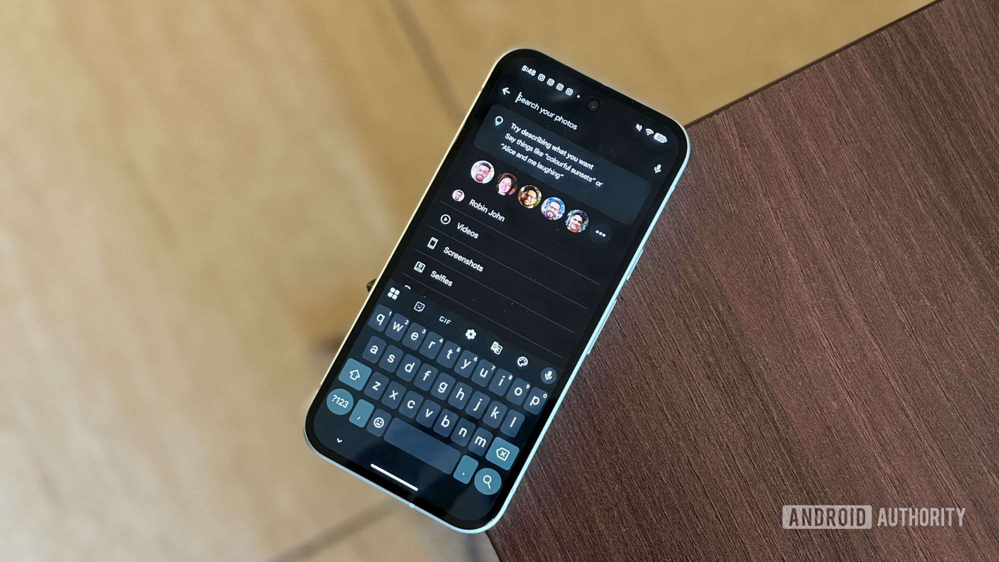 Google Photos search bar on Pixel 10a