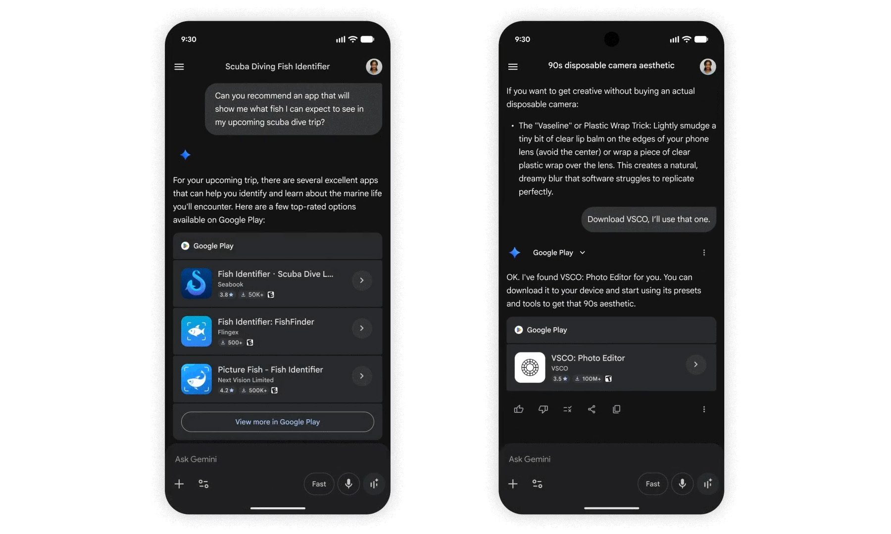 Google Play in Gemini official screenshot