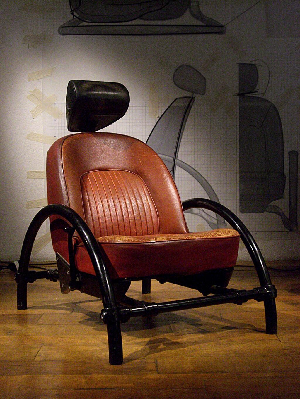 The iconic Rover Chair, created from salvaged Rover car seats and recycled industrial steel (Photo: Ron Arad and Associates Limited) Rover Chair, 1981