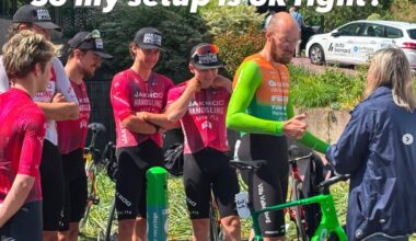 Jan-Willem van Schip having his bike setup checked by race officials